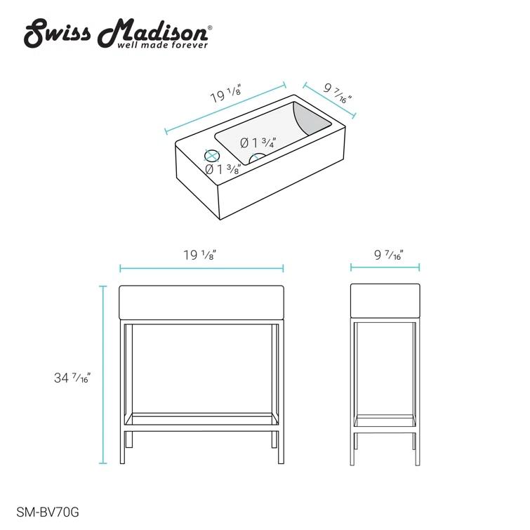 Pierre 19.5 Single, Freestanding, Open Shelf, Frame Bathroom Vanity