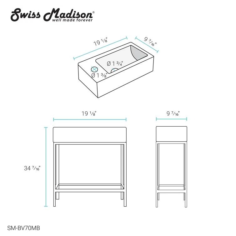 Pierre 19.5 Single, Freestanding, Open Shelf, Frame Bathroom Vanity