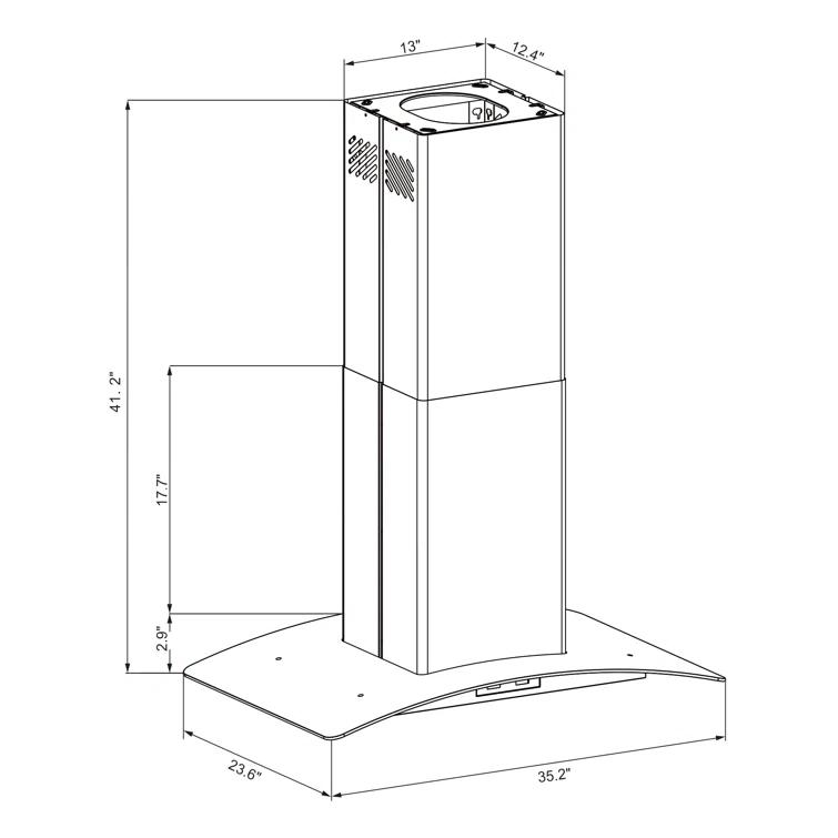 36" 300 CFM Convertible Island Range Hood in Stainless Steel