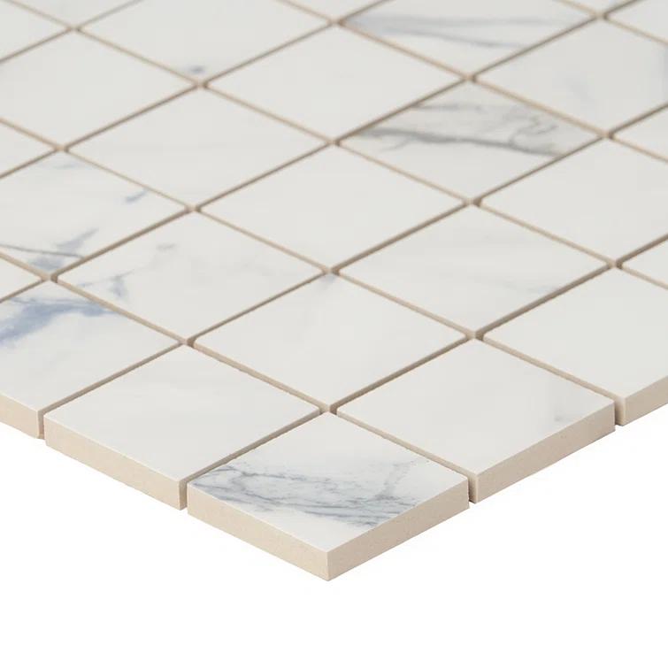 Calacatta Indigo 2" x 2" Porcelain Grid Mosaic Wall & Floor Tile