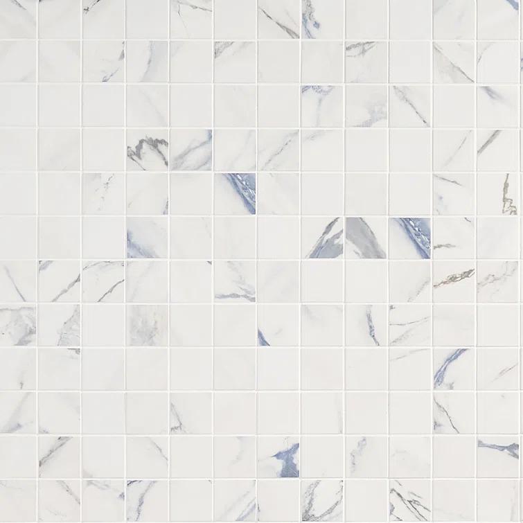 Calacatta Indigo 2" x 2" Porcelain Grid Mosaic Wall & Floor Tile