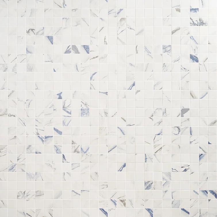 Calacatta Indigo 2" x 2" Porcelain Grid Mosaic Wall & Floor Tile