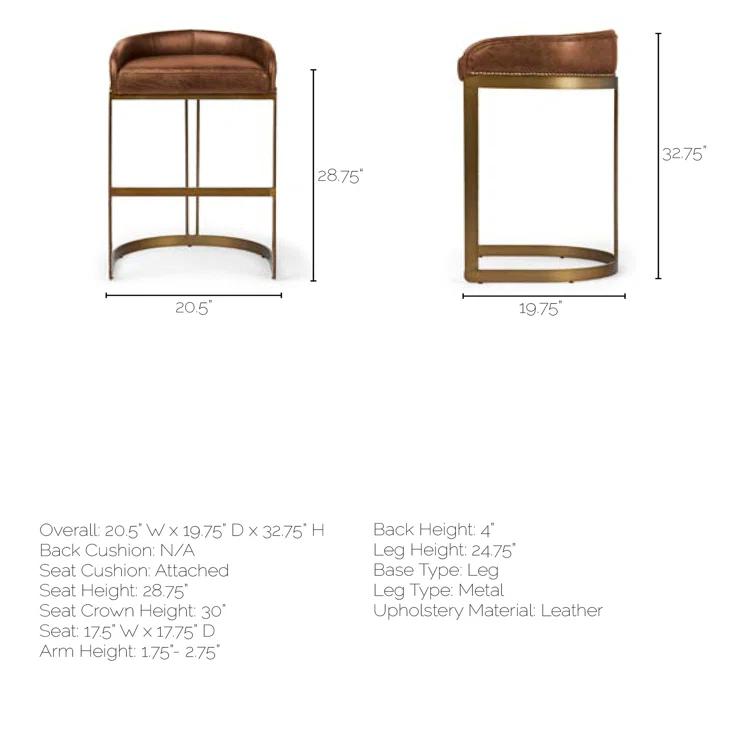 Bradley Genuine Leather Bar & Counter Stool