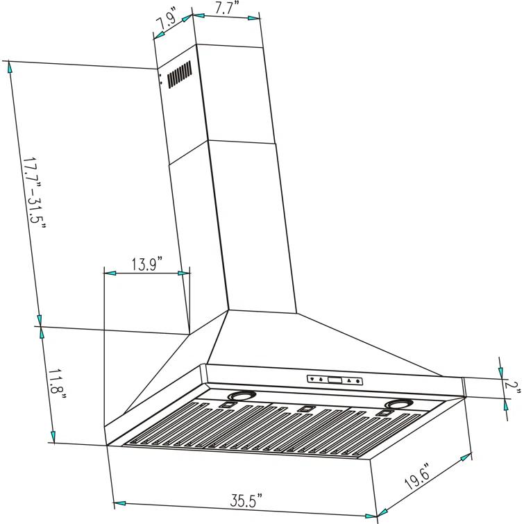 Empava Empava 36" Metal 380 CFM Convertible Wall Range Hood with Baffle Filter