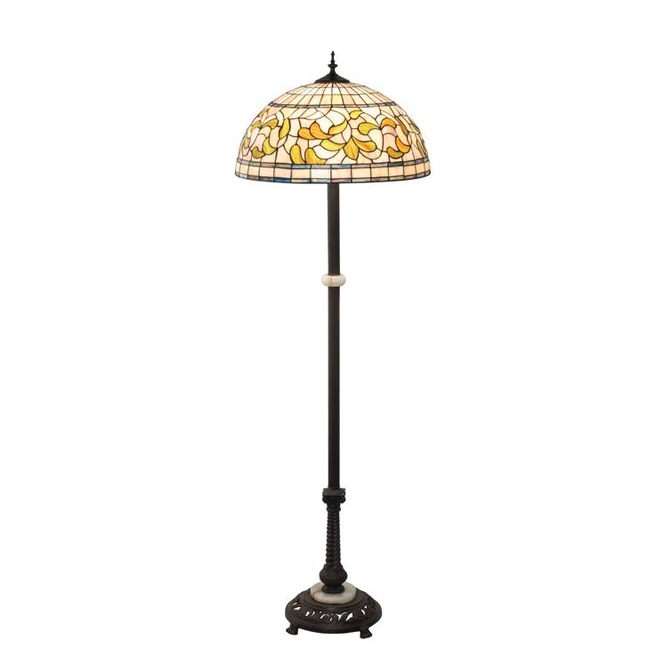 229125 Meyda 62" Wide Tiffany Turning Leaf Floor Lamp