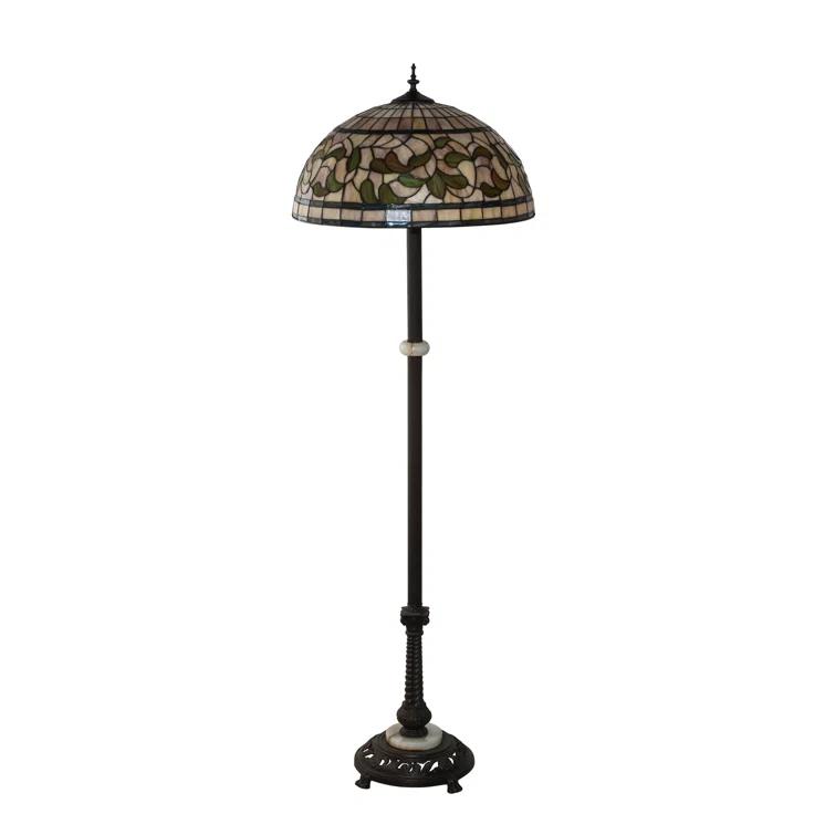 229125 Meyda 62" Wide Tiffany Turning Leaf Floor Lamp