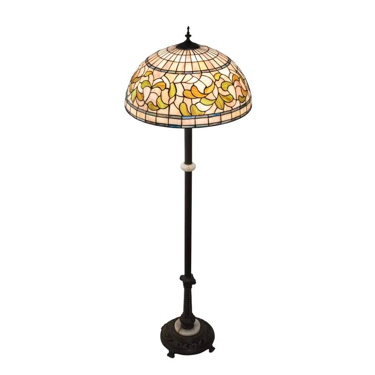 229125 Meyda 62" Wide Tiffany Turning Leaf Floor Lamp