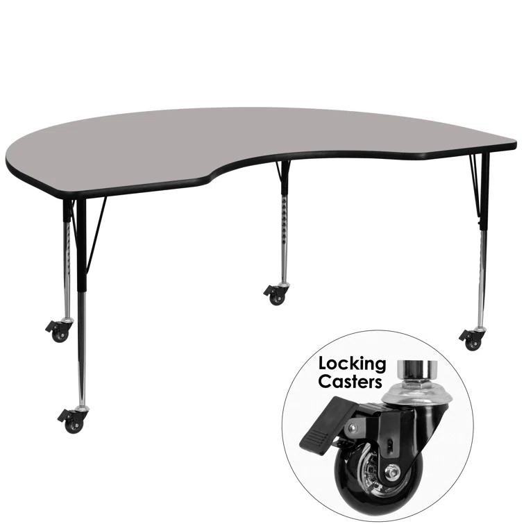 Flash Furniture Kidney Thermal Activity Table - Height Adjustable Short Legs