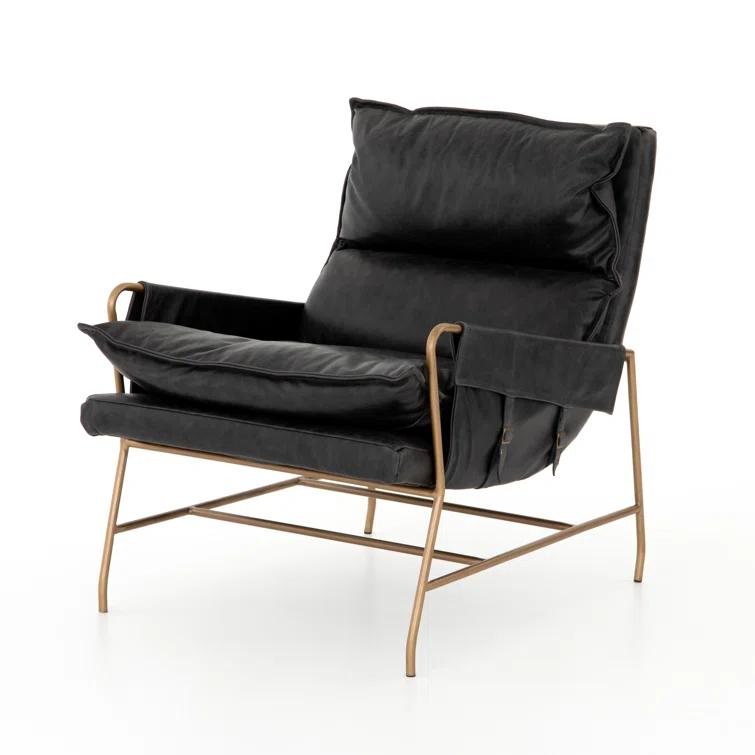 Sonoma Black Transitional Leather & Metal Arm Chair