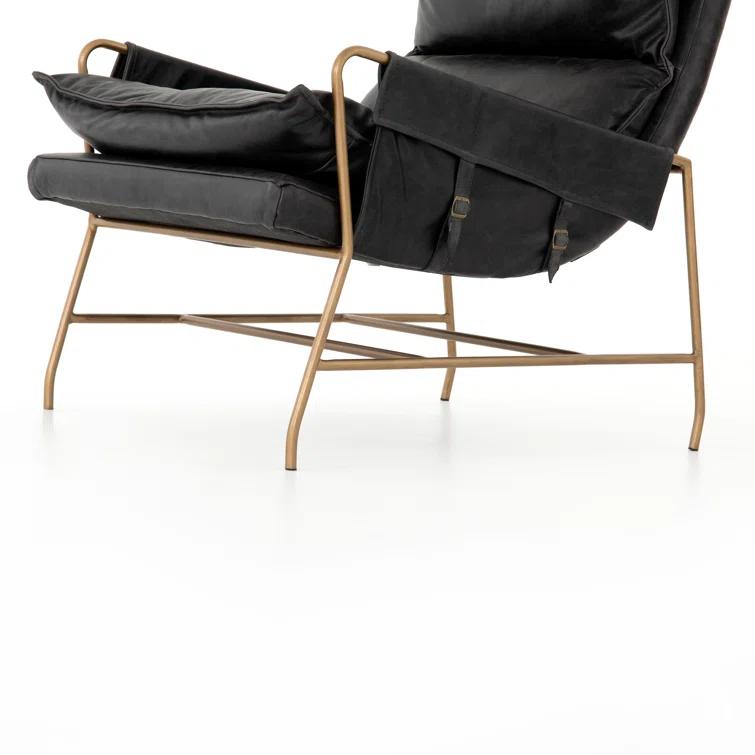 Sonoma Black Transitional Leather & Metal Arm Chair