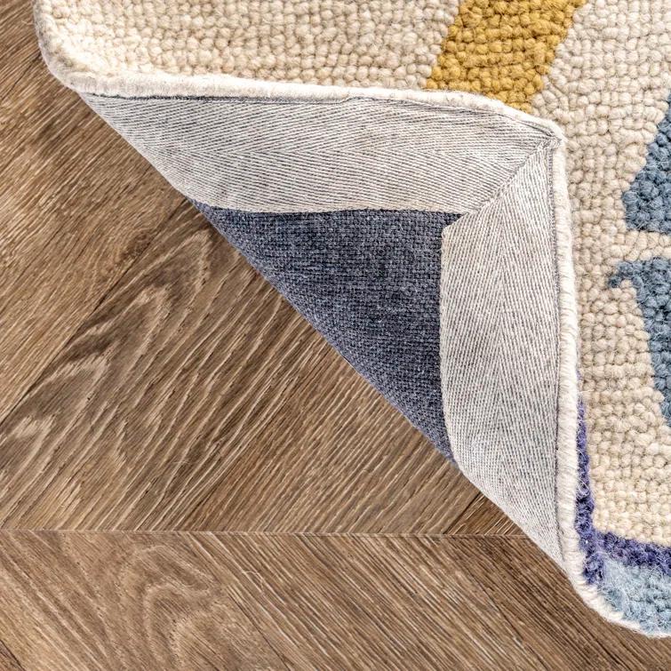 Leiarna Geometric Wool Runner Rug for Living Room Bedroom Dining Room Entryway Hallway Kitchen, Multicolor/Black