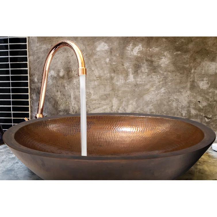 Title: Ambiente Mexican Copper Crafts 19x14" Oval Copper Bathroom Sink - Bronze Finish Small Undermount or Drop-in Sink for Bathroom