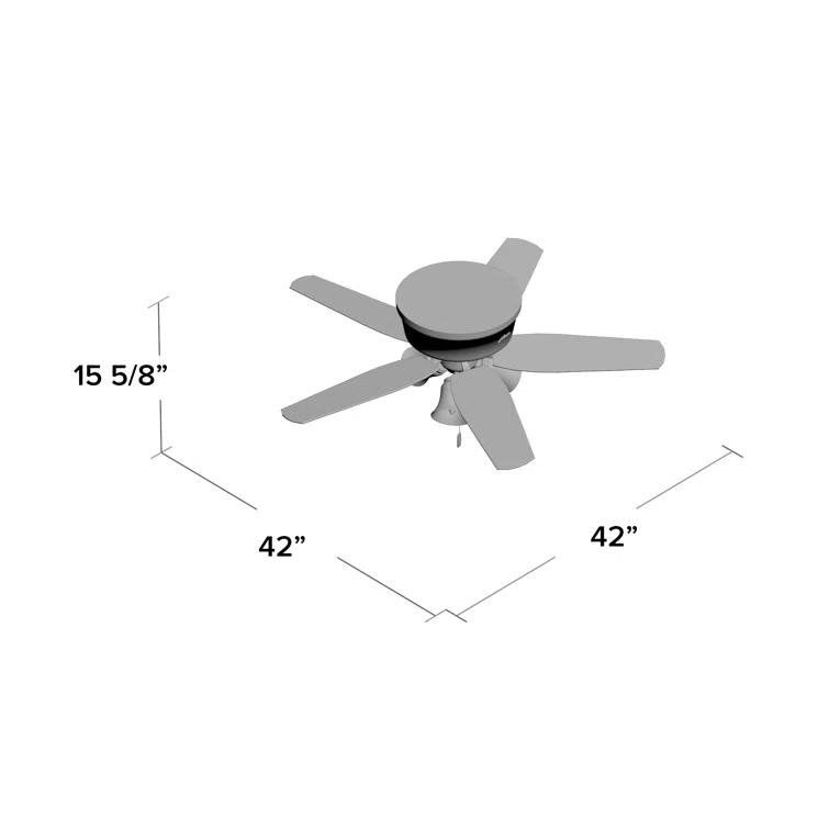 Hunter Fan 42" Builder Low Profile 5 - Blade Flush Mount Ceiling Fan with Pull Chain and Light Kit Included