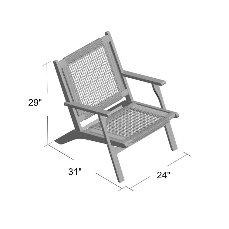 Balkene Home Patio Sense Vega Natural Stain Chair ,Acacia Wood Construction ,Woven Web Seat- Navy Blue Cording