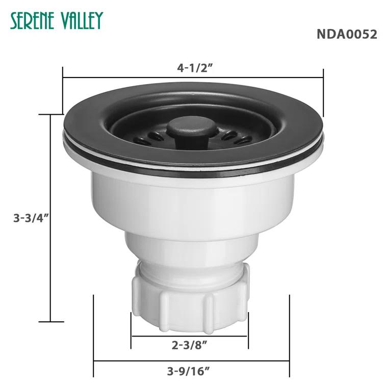 3.5-in Black Sink Strainer Assembly with Stopper for Matching Color of Granite or Fireclay Sinks