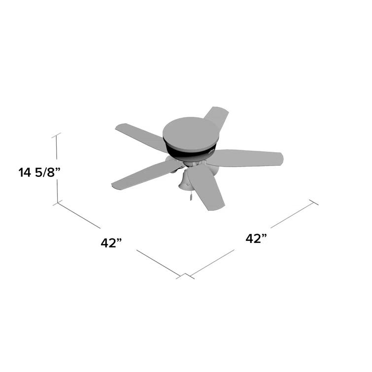 Hunter Fan 42" Builder Low Profile 5 - Blade Flush Mount Ceiling Fan with Pull Chain and Light Kit Included