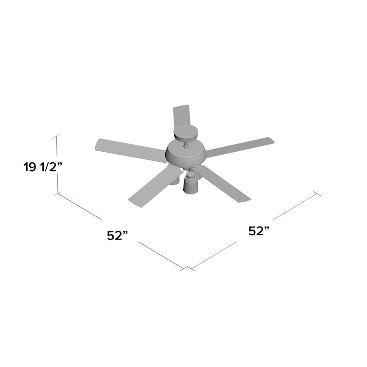 52" Hartland 5 - Blade Standard Ceiling Fan with Pull Chain and Light Kit Included
