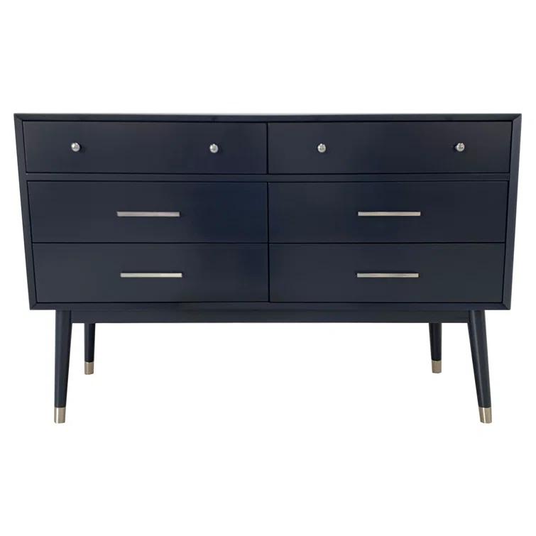 Safavieh Couture Home Collection Madden Retro Navy and Silver 6-Drawer Dresser Navy/Silver