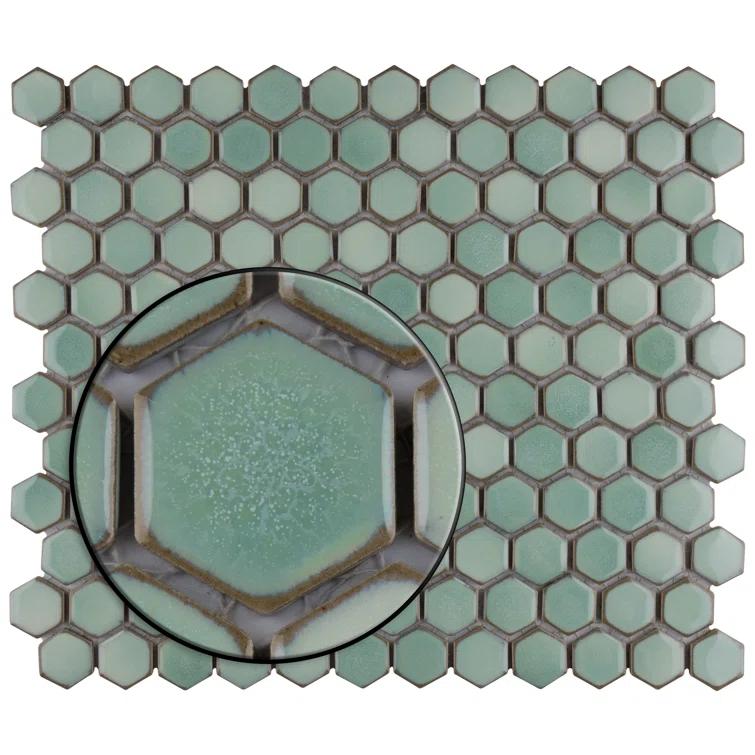 Hudson 1" Hex 11-7/8 " x 13-1/4 " Porcelain Mosaic Floor and Wall Tile