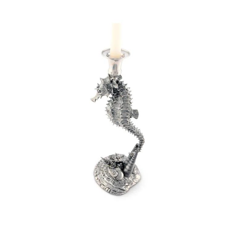 Sea And Shore 14'' H Pewter Tabletop Candlestick