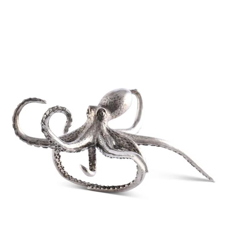Pewter Octopus Coastal Napkin Ring with Intricate Details