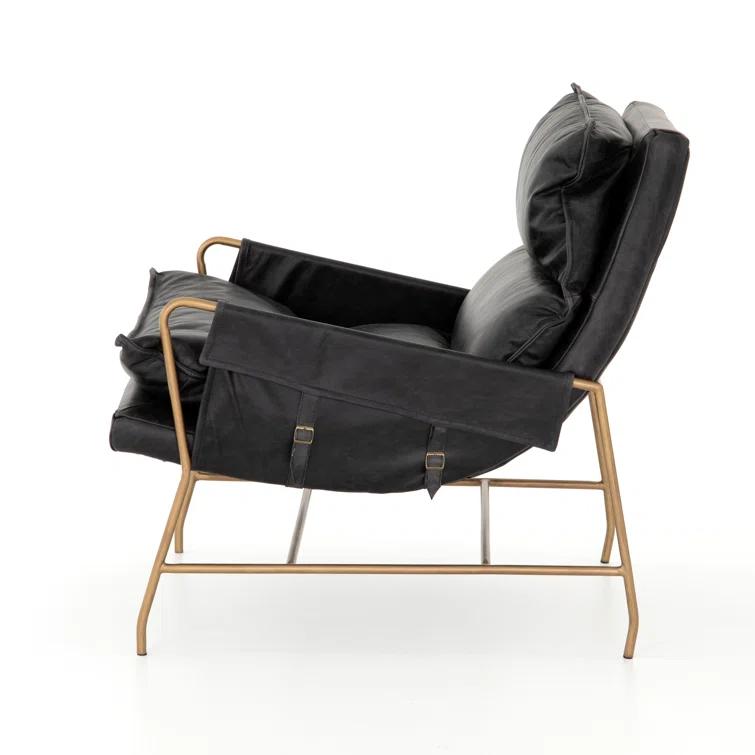 Sonoma Black Transitional Leather & Metal Arm Chair