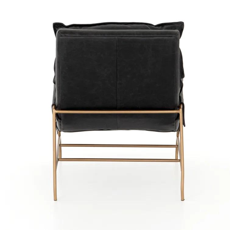 Sonoma Black Transitional Leather & Metal Arm Chair