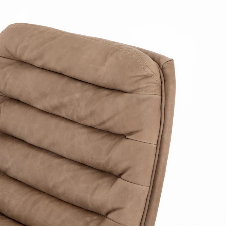 Transitional Natural Washed Mushroom Leather Swivel Desk Chair