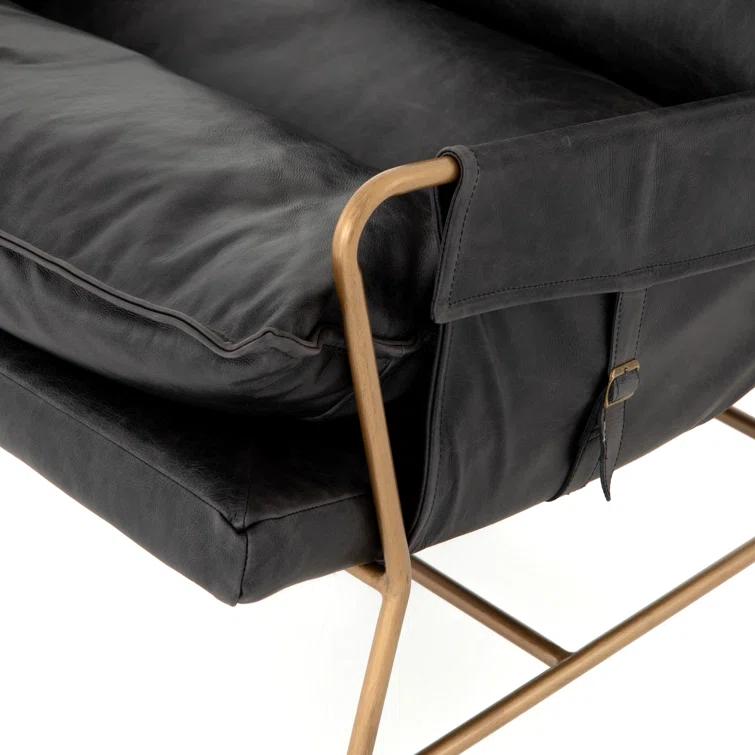 Sonoma Black Transitional Leather & Metal Arm Chair