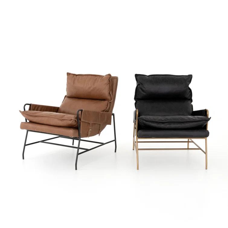 Sonoma Black Transitional Leather & Metal Arm Chair