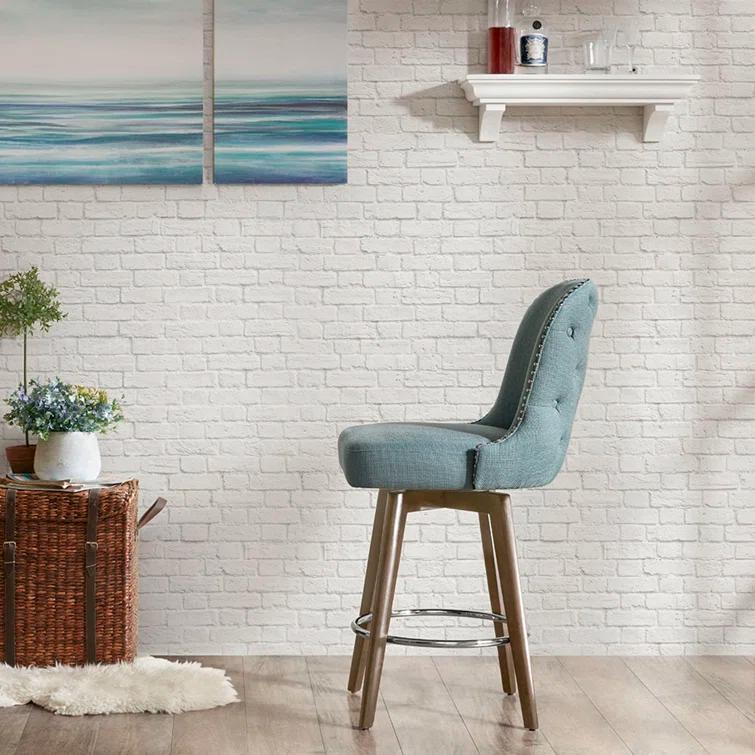Philippa Button Tufted Stool with Swivel Seat