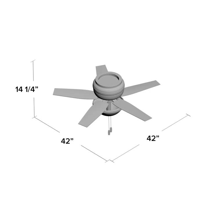 Newsome 42" 5 - Blade Traditional Flush Mount Indoor Ceiling Fan with Lights and Pull Chains