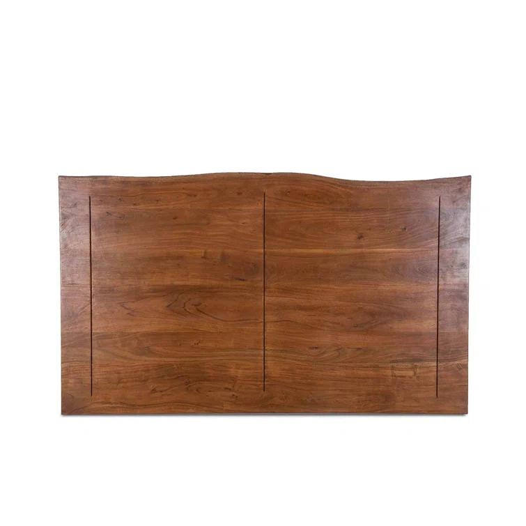 Acacia Wood Queen Bed with Live Edge Headboard in Raw Walnut Finish
