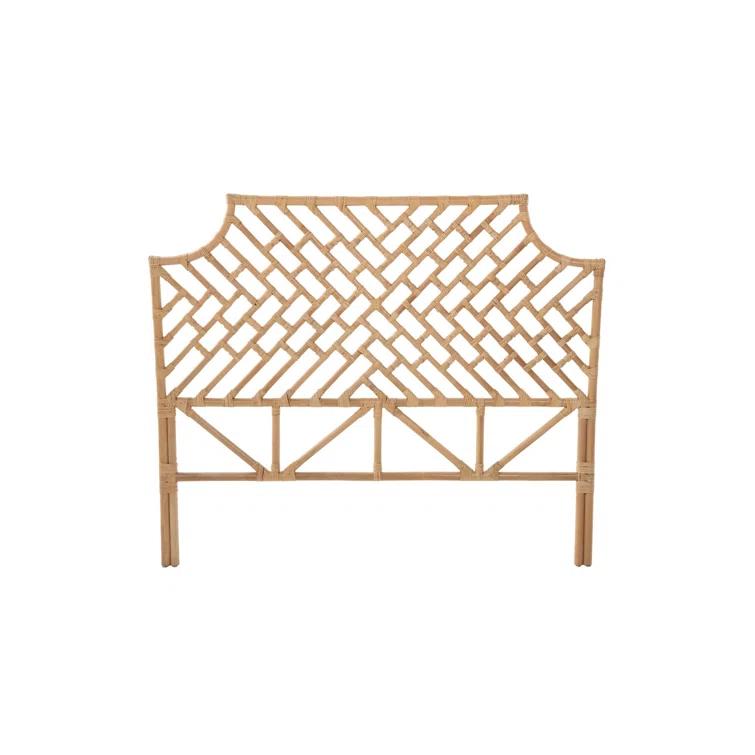 Rattan Chippendale Headboard, California King Size, Antique Brown