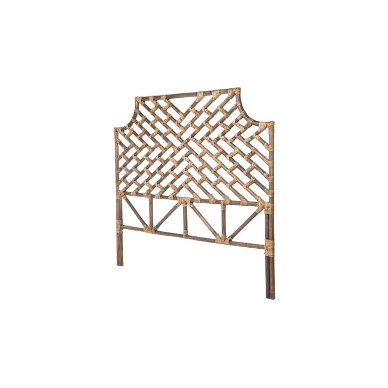 California King Antique Brown Rattan Wicker Headboard