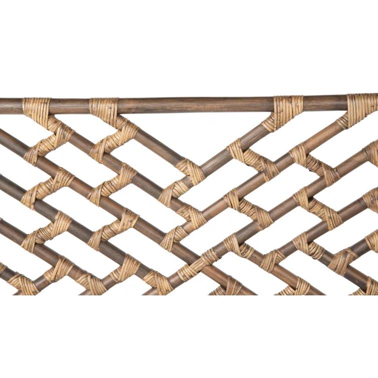 California King Antique Brown Rattan Wicker Headboard