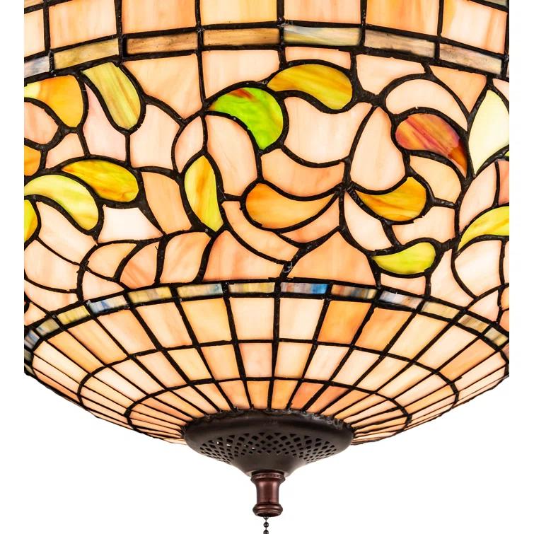 Meyda Tiffany 214929 Tiffany Turning Leaf 3 Light 16" Wide Semi-Flush Bowl Ceiling Fixture