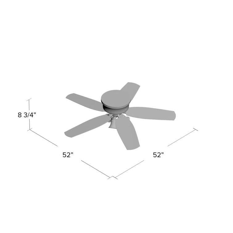 Builder Low Profile 52" 5 - Blade Flush Mount Ceiling Fan with Lights and Pull Chains