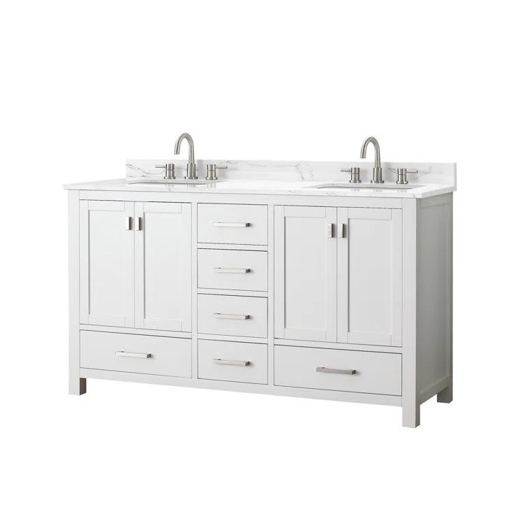 White Double Vanity with Cala White Marble Top