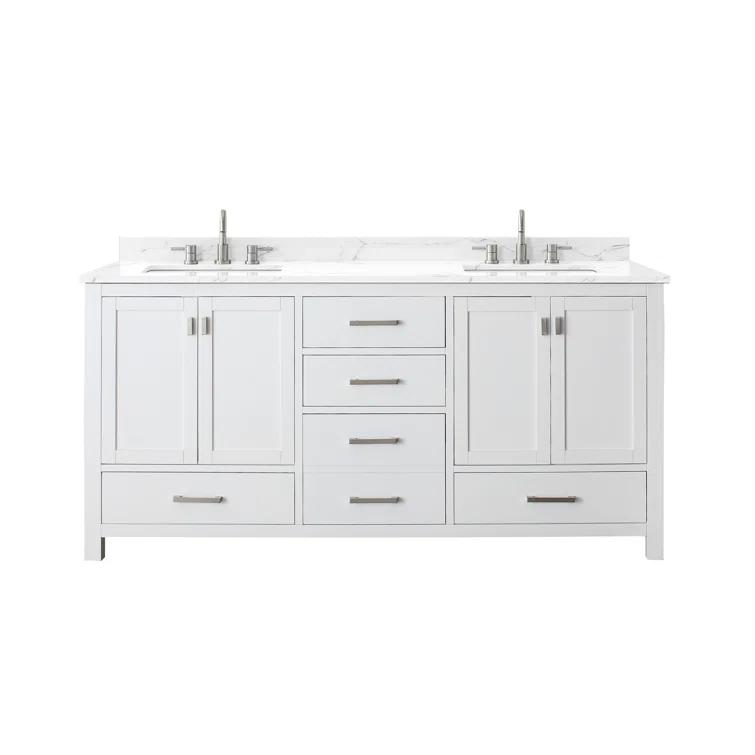 Modero 73" White Engineered Wood Double Vanity with Stone Top