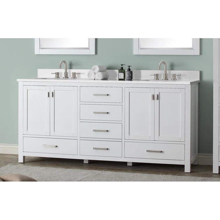 Modero 73" White Engineered Wood Double Vanity with Stone Top