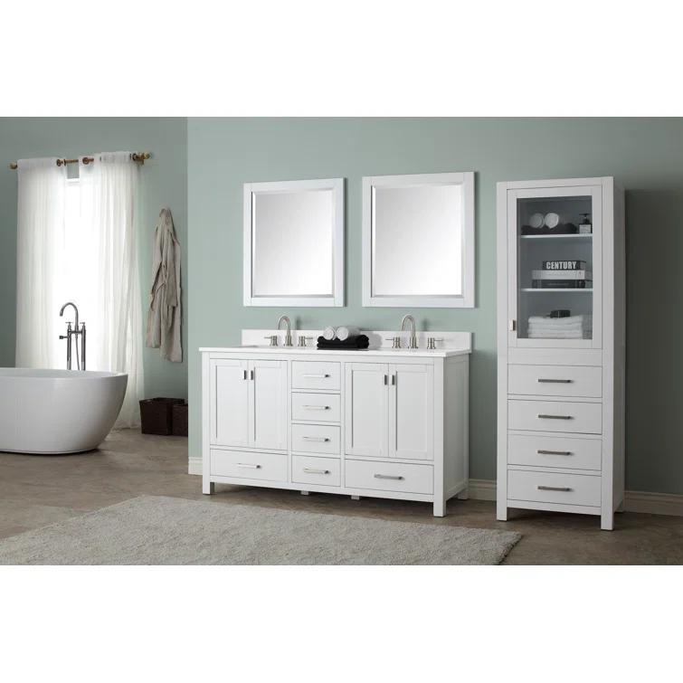 White Double Vanity with Cala White Marble Top