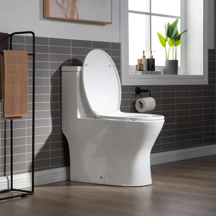 1.28 GPF Elongated Comfort ADA Height One Piece Dual-Flush Toilet with Soft-Closing Seat,MAP Flushing 1000G