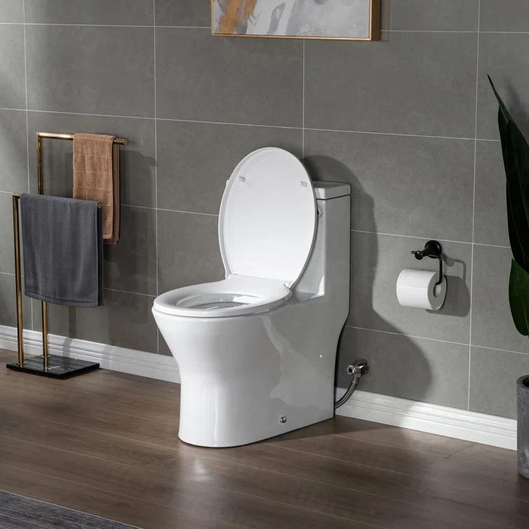 1.28 GPF Elongated Comfort ADA Height One Piece Dual-Flush Toilet with Soft-Closing Seat,MAP Flushing 1000G