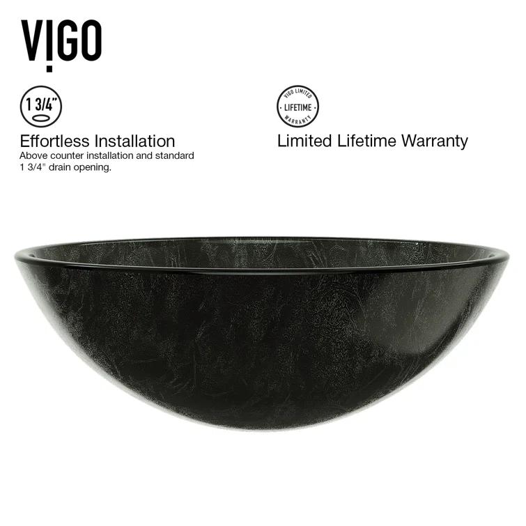 Giovanni Glass 17" L 17" W 6" H Round Vessel Bathroom Sink