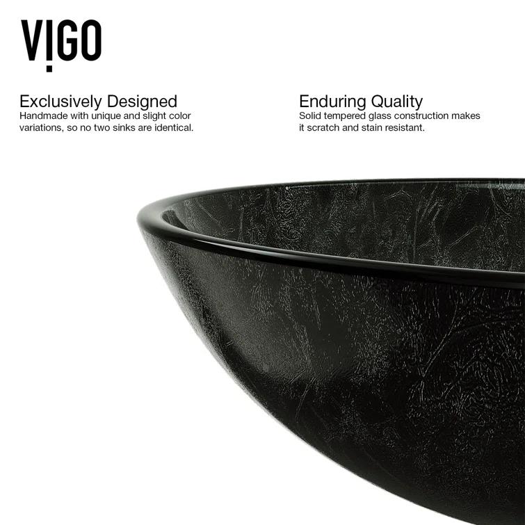 Giovanni Glass 17" L 17" W 6" H Round Vessel Bathroom Sink