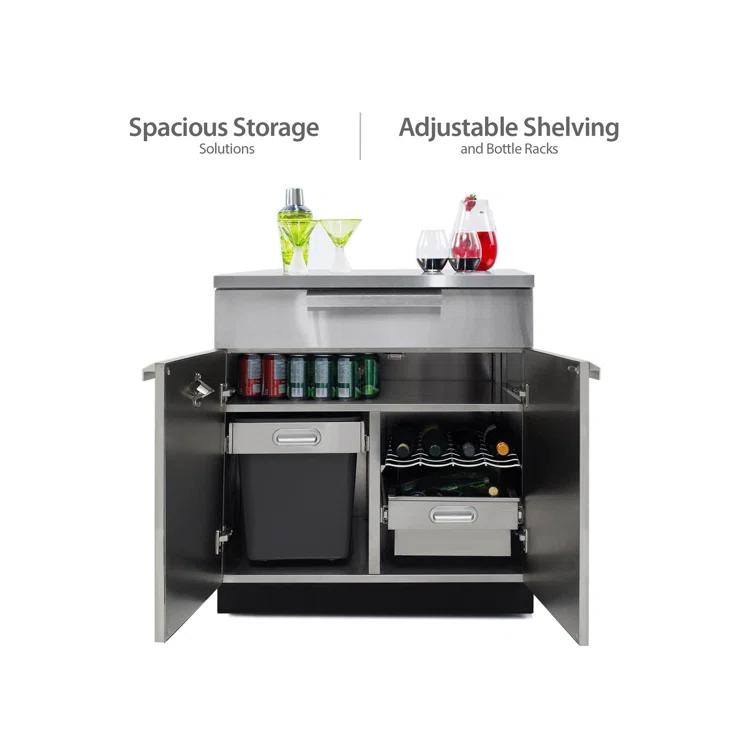 Outdoor Kitchen Stainless Steel 64" W x 24" D x 36.5" H 2-Piece Modular Cabinet Set