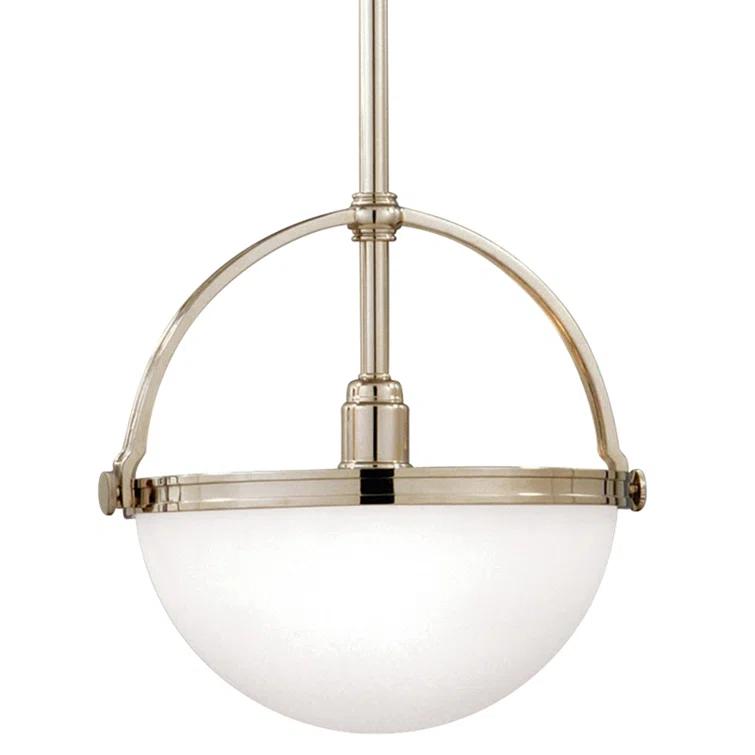 Stratford Polished Nickel 1-Light Pendant with Opal Matte Glass Shade