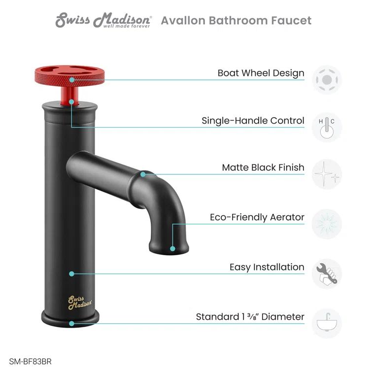 Avallon Single Hole, Single-Handle Wheel, Bathroom Faucet
