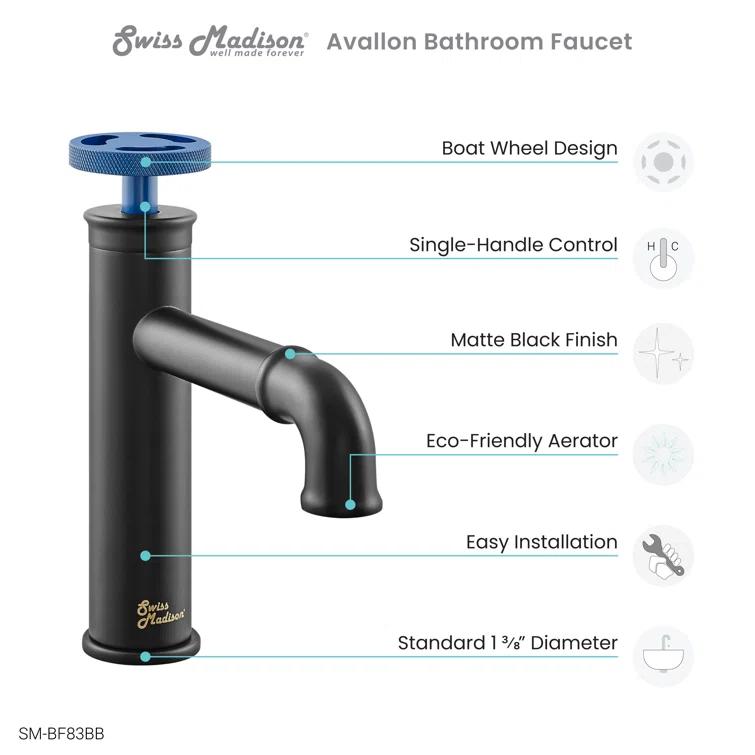 Avallon Single Hole, Single-Handle Wheel, Bathroom Faucet